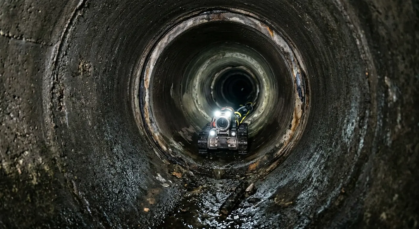 Robotic sewer camera inspecting pipe interior for Drain Snake Service in Bonner Springs
